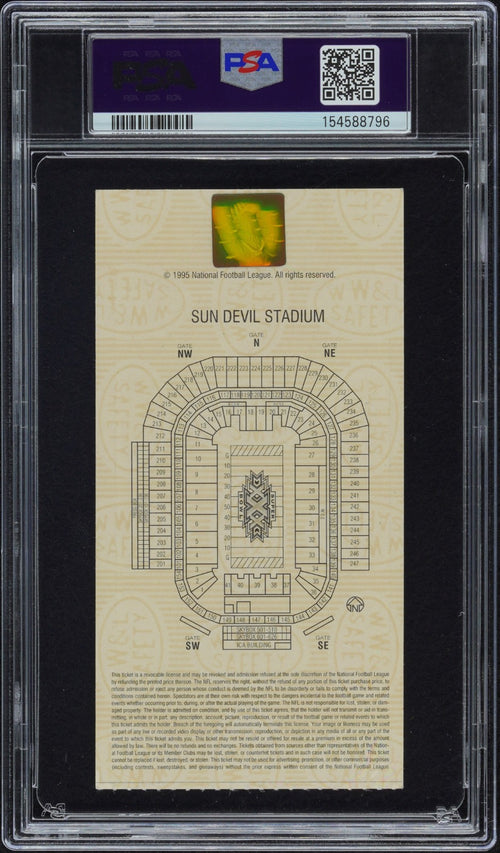 LARRY BROWN SIGNED 1996 SUPER BOWL XXX 30 TICKET DALLAS COWBOYS PSA AUTO 10