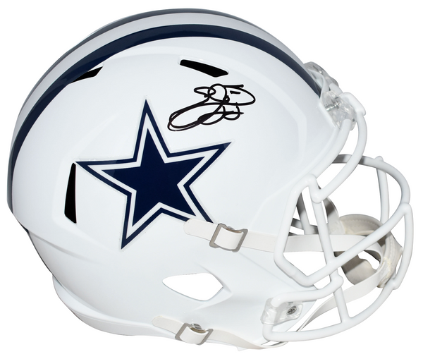 EMMITT SMITH SIGNED DALLAS COWBOYS WHITE ALT FULL SIZE SPEED HELMET BECKETT