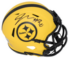 JAYLEN WARREN SIGNED PITTSBURGH STEELERS RAVE SPEED MINI HELMET BECKETT