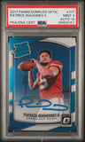 PATRICK MAHOMES SIGNED 2017 PANINI DONRUSS OPTIC RATED ROOKIE RC PSA 9 AUTO 10