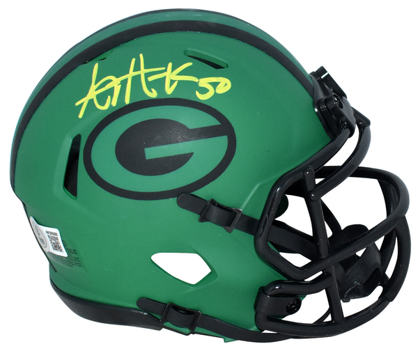 AJ HAWK AUTOGRAPHED GREEN BAY PACKERS RAVE SPEED MINI HELMET BECKETT