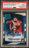 PATRICK MAHOMES SIGNED 2017 PANINI DONRUSS OPTIC RATED ROOKIE RC AUTO PSA 9