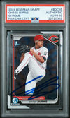 CHASE BURNS SIGNED 2024 BOWMAN DRAFT CHROME 1ST ROOKIE RC PSA AUTO 10