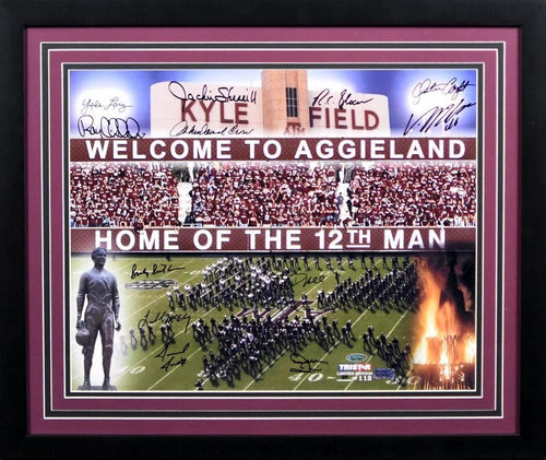 VON MILLER JOHN DAVID CROW CORYATT SIGNED TEXAS A&M AGGIES 16x20 FRAMED PHOTO