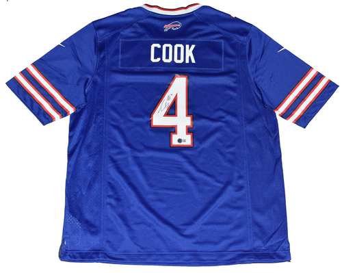 JAMES COOK AUTOGRAPHED BUFFALO BILLS #4 BLUE NIKE JERSEY BECKETT