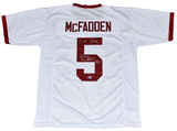 DARREN McFADDEN SIGNED ARKANSAS RAZORBACKS #5 WHITE JERSEY W/ RUN DMC