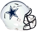 ROGER STAUBACH AUTOGRAPHED DALLAS COWBOYS FLAT WHITE FULL SIZE HELMET BECKETT
