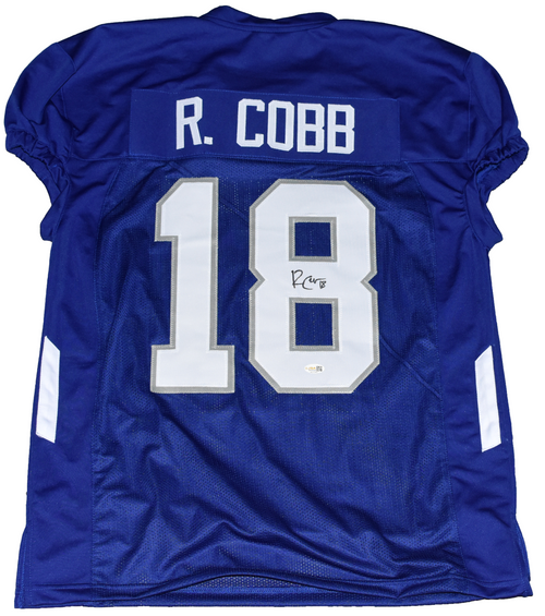 RANDALL COBB SIGNED KENTUCKY WILDCATS #18 BLUE GAME CUT JERSEY JSA