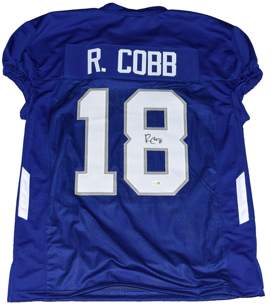 RANDALL COBB SIGNED KENTUCKY WILDCATS #18 BLUE GAME CUT JERSEY JSA