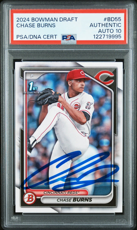 CHASE BURNS SIGNED 2024 BOWMAN DRAFT 1ST ROOKIE RC PSA AUTO AUTHENTIC