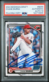 CHASE BURNS SIGNED 2024 BOWMAN DRAFT 1ST ROOKIE RC PSA AUTO 10