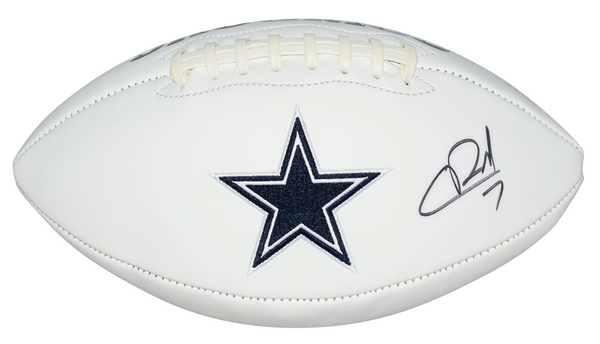 COOPER RUSH AUTOGRAPHED SIGNED DALLAS COWBOYS WHITE LOGO FOOTBALL COA