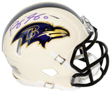 ROQUAN SMITH SIGNED BALTIMORE RAVENS RETRO SPEED MINI HELMET BECKETT