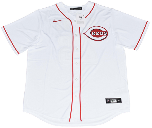CHASE BURNS SIGNED CINCINNATI REDS #26 WHITE NIKE JERSEY W/ MLB DEBUT 6/24/25