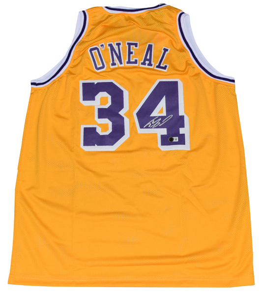 SHAQUILLE O'NEAL SIGNED LOS ANGELES LAKERS #34 GOLD BASKETBALL JERSEY BECKETT