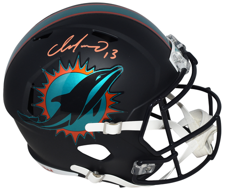 DE'VON DEVON ACHANE SIGNED MIAMI DOLPHINS FULL SIZE SPEED HELMET BECKETT
