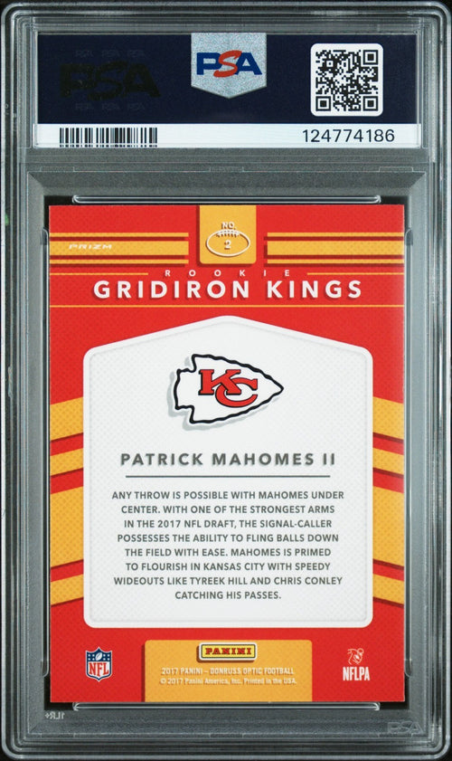 PATRICK MAHOMES SIGNED 2017 PANINI DONRUSS OPTIC GRIDIRON KINGS PSA 10 AUTO 10