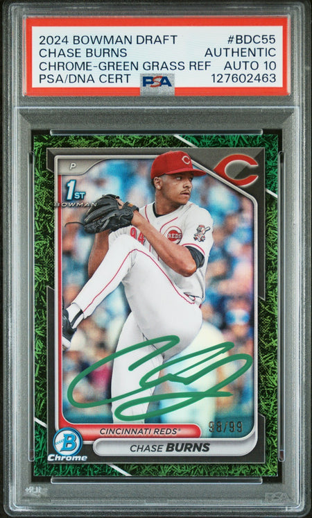 CHASE BURNS SIGNED 2024 BOWMAN DRAFT 1ST ROOKIE RC PSA AUTO AUTHENTIC