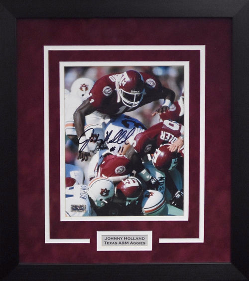 JOHNNY HOLLAND AUTOGRAPHED TEXAS A&M AGGIES 8x10 FRAMED PHOTO COA