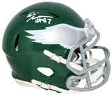 ELI STOWERS SIGNED PHILADELPHIA EAGLES KELLY GREEN SPEED MINI HELMET BECKETT