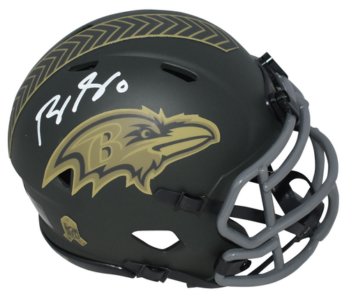ROQUAN SMITH SIGNED BALTIMORE RAVENS SALUTE TO SERVICE SPEED MINI HELMET BECKETT