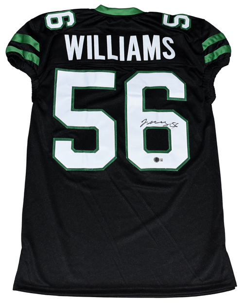 QUINCY WILLIAMS AUTOGRAPHED NEW YORK JETS #56 BLACK GAME CUT JERSEY BECKETT