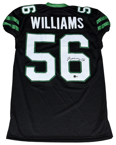 QUINCY WILLIAMS AUTOGRAPHED NEW YORK JETS #56 BLACK GAME CUT JERSEY BECKETT