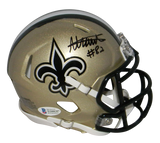 ADAM TRAUTMAN SIGNED AUTOGRAPHED NEW ORLEANS SAINTS SPEED MINI HELMET BECKETT