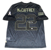 CHRISTIAN McCAFFREY SIGNED CAROLINA PANTHERS SALUTE TO SERVICE NIKE JERSEY BAS