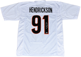 TREY HENDRICKSON AUTOGRAPHED CINCINNATI BENGALS #91 WHITE JERSEY BECKETT