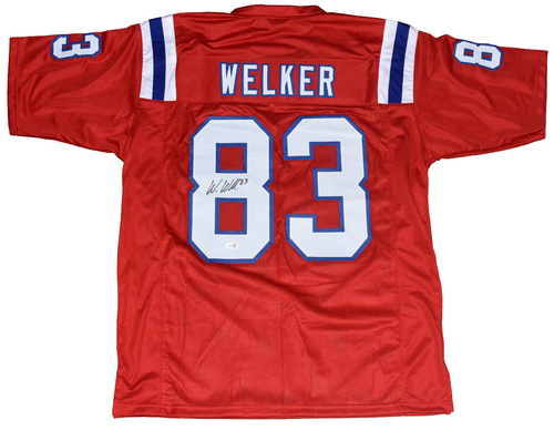 WES WELKER AUTOGRAPHED NEW ENGLAND PATRIOTS #83 RED JERSEY JSA