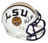 PATRICK QUEEN AUTOGRAPHED SIGNED LSU TIGERS WHITE SPEED MINI HELMET BECKETT