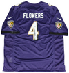 ZAY FLOWERS AUTOGRAPHED BALTIMORE RAVENS #4 PURPLE NIKE JERSEY BECKETT