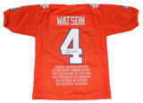 DESHAUN WATSON SIGNED AUTOGRAPHED CLEMSON TIGERS #4 ORANGE STAT JERSEY JSA