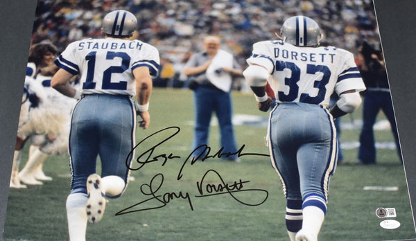 ROGER STAUBACH & TONY DORSETT SIGNED DALLAS COWBOYS 16x20 PHOTO BECKETT