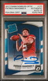 PATRICK MAHOMES SIGNED 2017 PANINI DONRUSS OPTIC RATED ROOKIE AUTO RC PSA  10