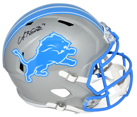 AMON-RA ST BROWN SIGNED DETROIT LIONS 2024 BLUE AUTHENTIC SPEEDFLEX HELMET BAS