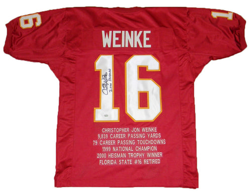 CHRIS WEINKE AUTOGRAPHED SIGNED FLORIDA STATE SEMINOLES #16 STAT JERSEY GTSM