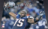 VINCE WILFORK SIGNED AUTOGRAPHED NEW ENGLAND PATRIOTS 16x20 PHOTO JSA