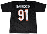 TREY HENDRICKSON AUTOGRAPHED CINCINNATI BENGALS #91 BLACK JERSEY BECKETT
