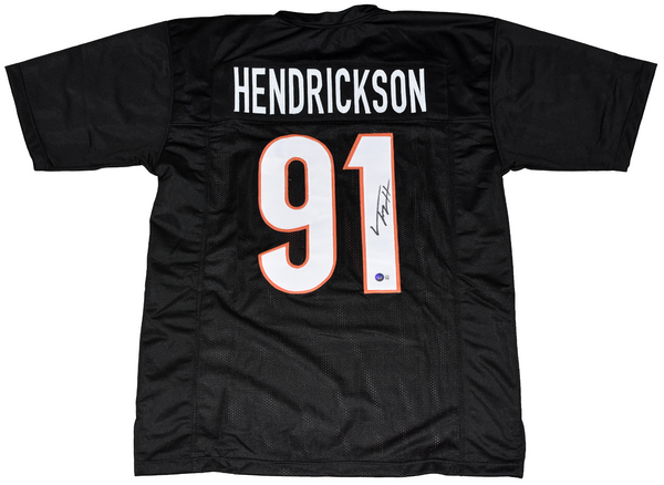 TREY HENDRICKSON AUTOGRAPHED CINCINNATI BENGALS #91 BLACK JERSEY BECKETT
