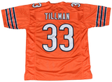 CHARLES TILLMAN SIGNED CHICAGO BEARS #33 ORANGE JERSEY JSA W/ PEANUT