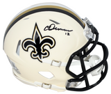 CHRIS OLAVE AUTOGRAPHED NEW ORLEANS SAINTS RETRO SPEED MINI HELMET BECKETT