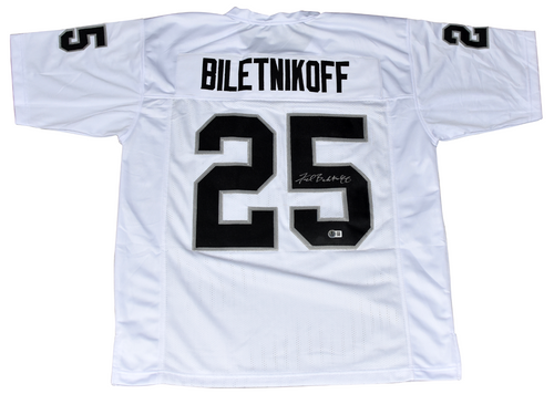 FRED BILETNIKOFF AUTOGRAPHED OAKLAND RAIDERS #25 WHITE JERSEY BECKETT