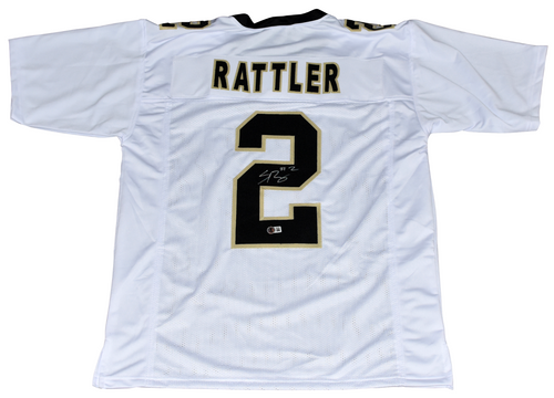 SPENCER RATTLER SIGNED NEW ORLEANS SAINTS #2 WHITE JERSEY BECKETT