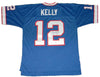 JIM KELLY SIGNED AUTOGRAPHED BUFFALO BILLS #12 MITCHELL & NESS JERSEY W/ HOF 02