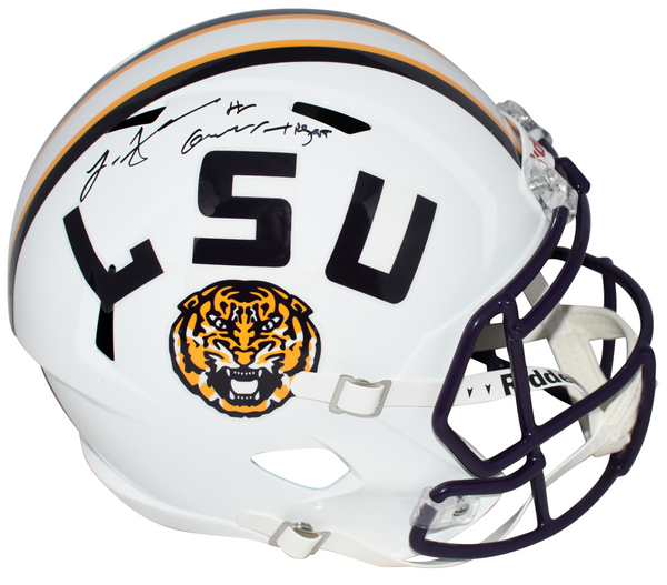LEONARD FOURNETTE SIGNED LSU TIGERS WHITE FULL SIZE SPEED HELMET W/ GEAUX TIGERS