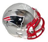 TY LAW AUTOGRAPHED NEW ENGLAND PATRIOTS CHROME MINI HELMET BECKETT