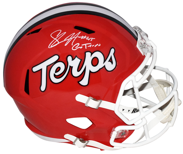 SHAWNE MERRIMAN SIGNED MARYLAND TERRAPINS FULL SIZE SPEED HELMET W/ GO TERPS