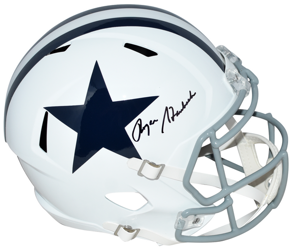 ROGER STAUBACH AUTOGRAPHED DALLAS COWBOYS WHITE FULL SIZE SPEED HELMET BECKETT